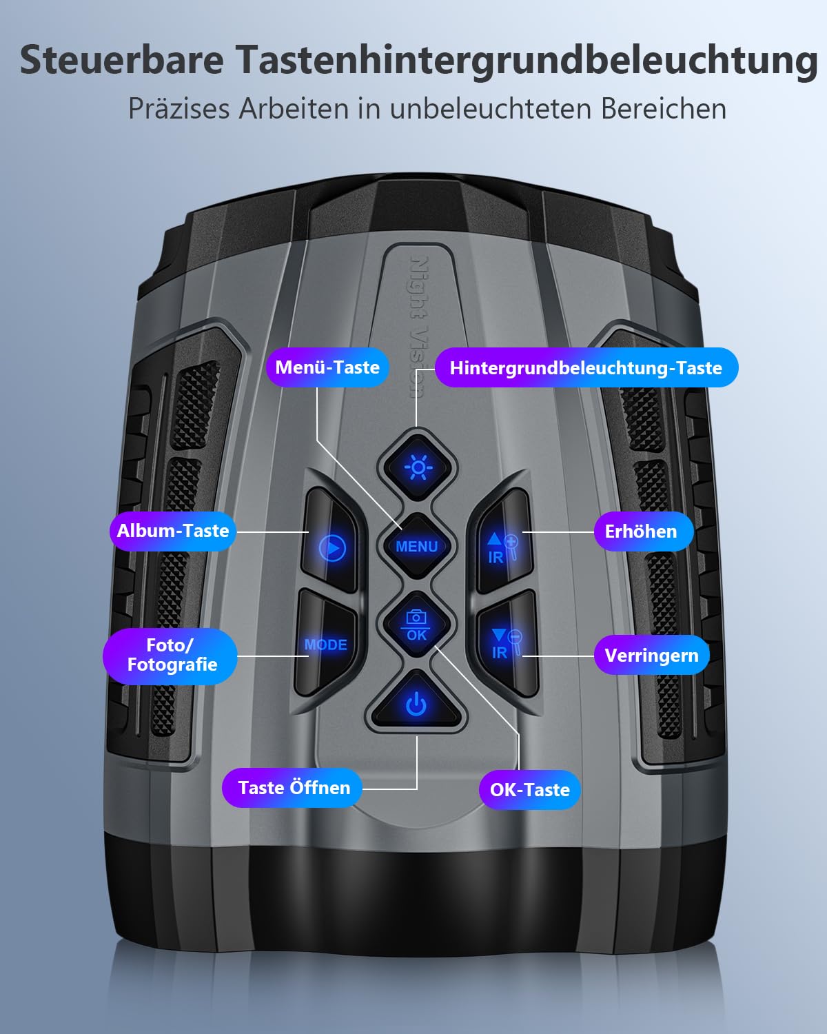 WARMTUYO Fernglas mit Nachtsicht, Infrarot-Fernglas, 4 K, Nachtsicht, 4000 mAh, wiederaufladbar, 10-facher digitaler Zoom, HD-Display 3,5 Zoll, 9 IR-Stufen für Jagd, Beobachtung, Camping