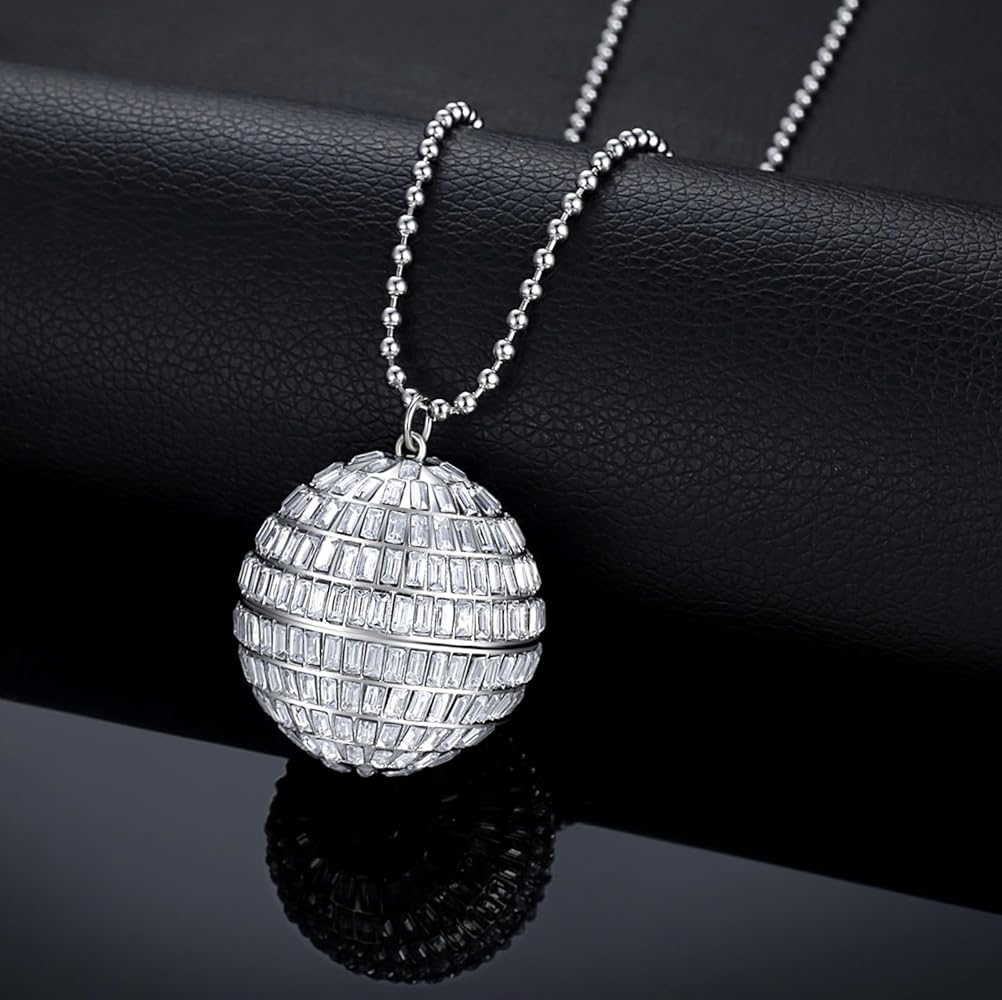 Amazon.com: NYUK Disco Ball Necklaces Mirrorball Jewelry 70s