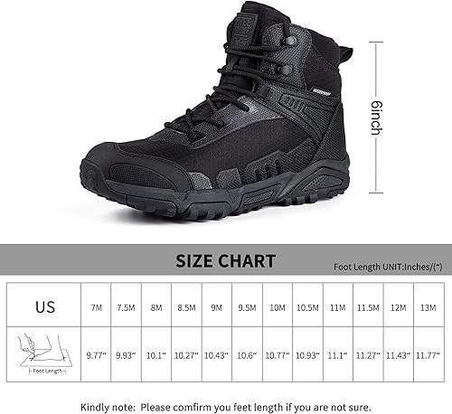 Miniatura 8 de FREE SOLDIER Botas de senderismo impermeables para hombre, botas de trabajo ligeras, botas tácticas militares, botas de combate duraderas