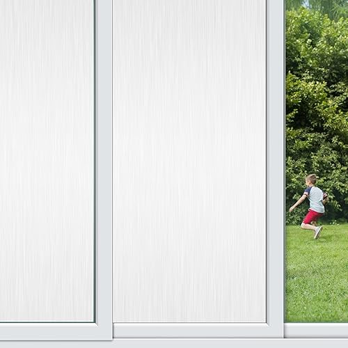 Non Adhesive Window Privacy Film Translucent Static Cling,Glass Window Treatment Opaque Door Covering Reusable Stickers No Residue,Heat Control,UV Prevention 17.5 inch x 78.7 inch