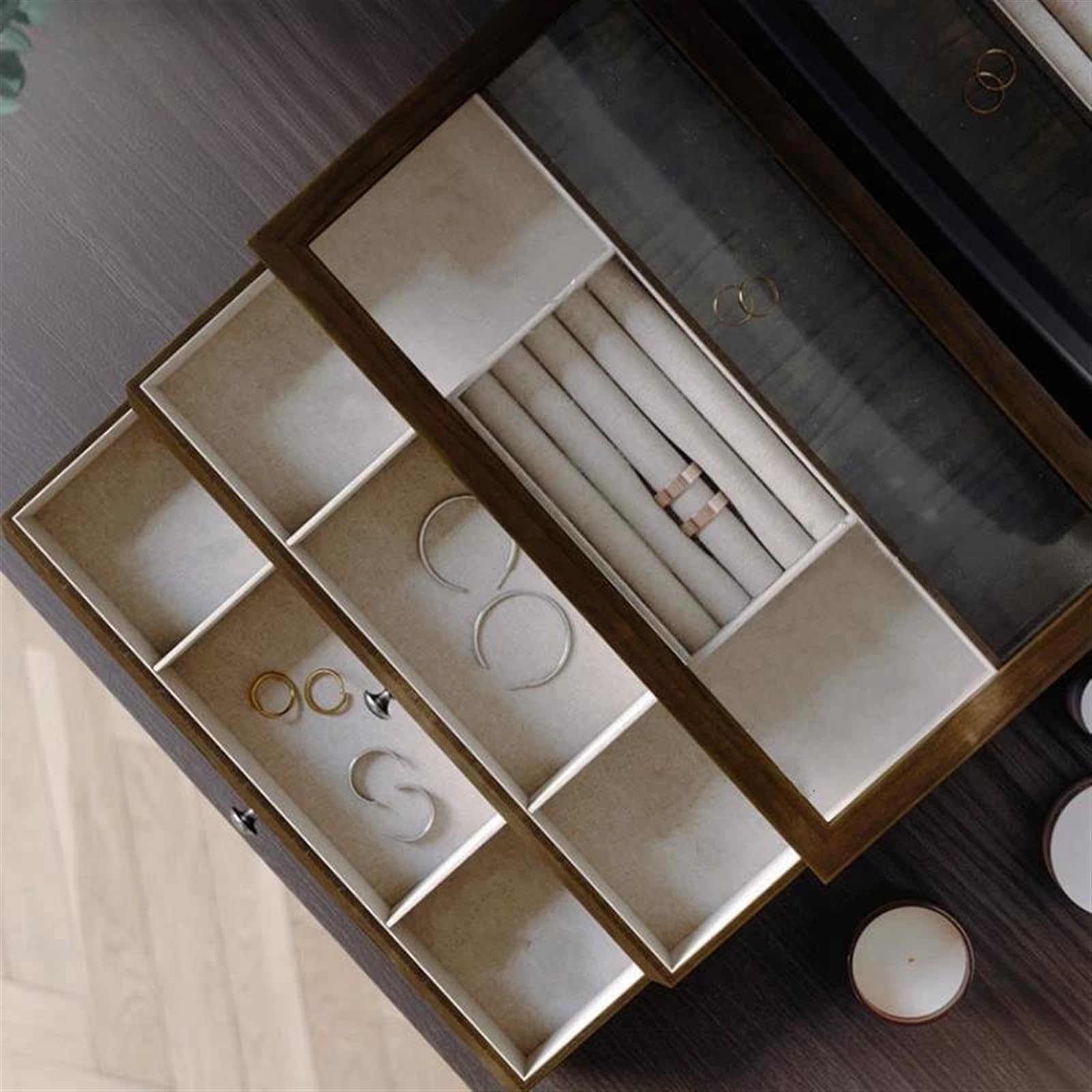 Schmuckkästchen Schmuck Aufbewahrungsbox Aus Massivem Holz Mehrschichtig Hochzeit Organizer Makeup Organizers