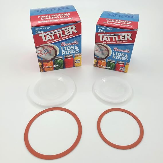 Reusable Canning Lids Kit Wide & Regular, 24 Pack | Includes 12 Wide and 12 Regular Mouth Tattler Lids and Rings with 24 Dissolvable Labels for Home Canning