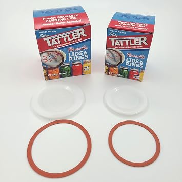 Reusable Canning Lids Kit Wide & Regular, 24 Pack | Includes 12 Wide and 12 Regular Mouth Tattler Lids and Rings with 24 Dissolvable Labels for Home Canning