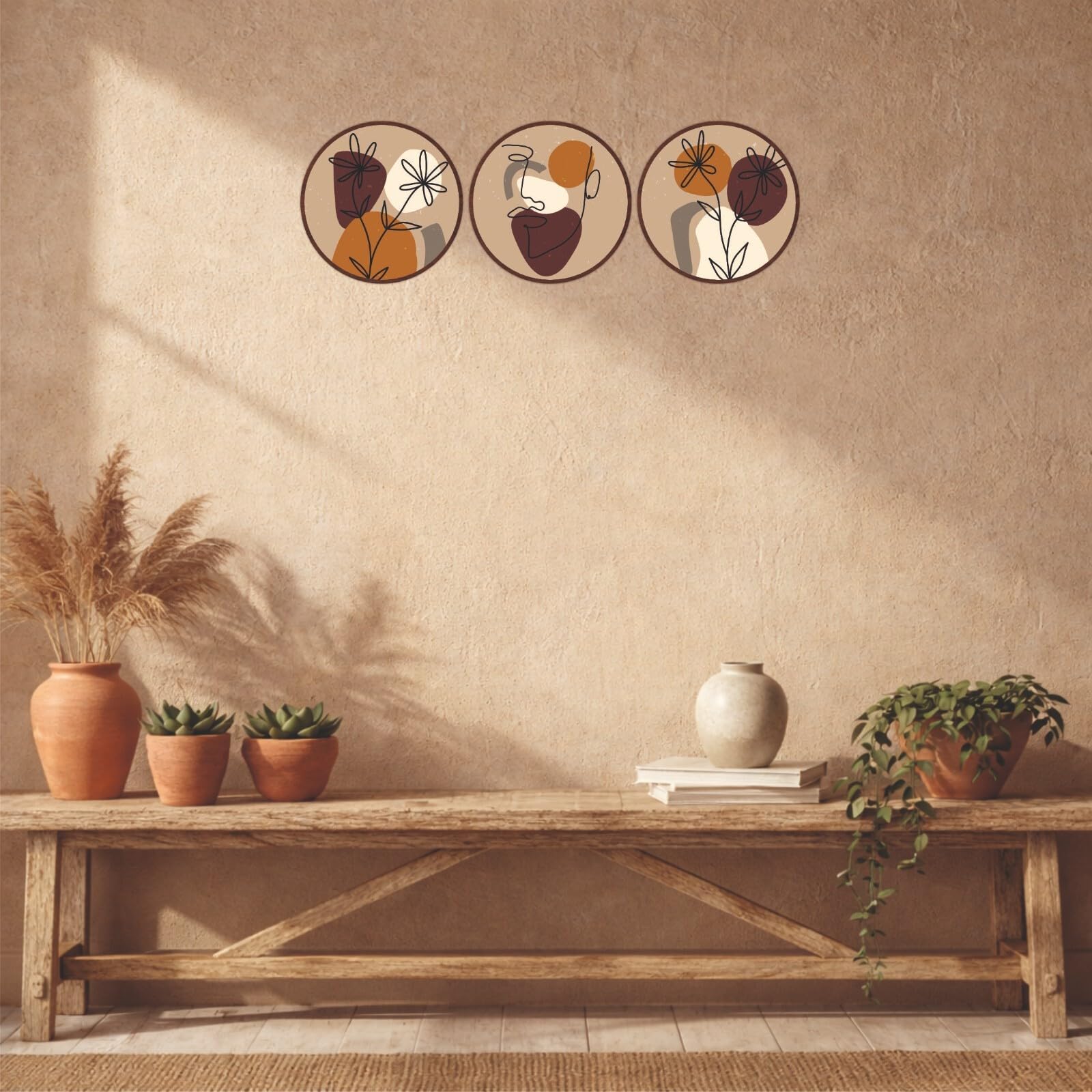 Minimalist Wooden Wall Art Set of 3 | Modern Floral & Line Face Design | Premium MDF Wall Hanging Panels for Living Room, Bedroom, Hallway, Office & Home Decor-image-34