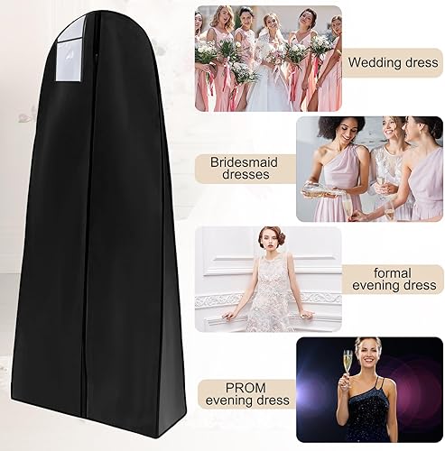 Miniatura 5 de Windyun Bolsa de ropa para vestido de novia de 71 pulgadas, bolsa de almacenamiento para vestidos de novia, bolsas de almacenamiento para colgar