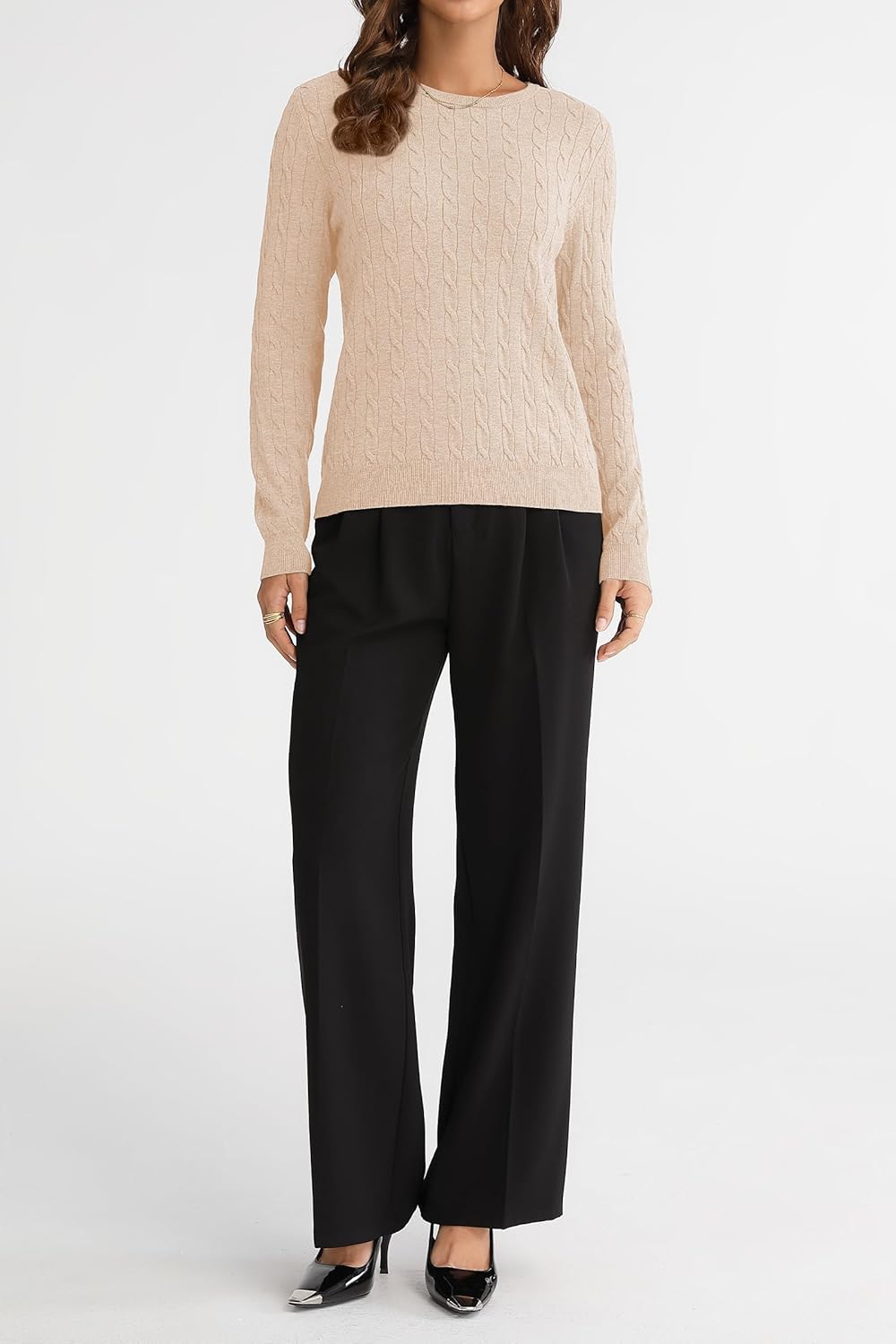 QUALFORT Womens Lightweight Cable Knit Soft Business Casual Trendy Pullover Sweaters 2026 - Image 3