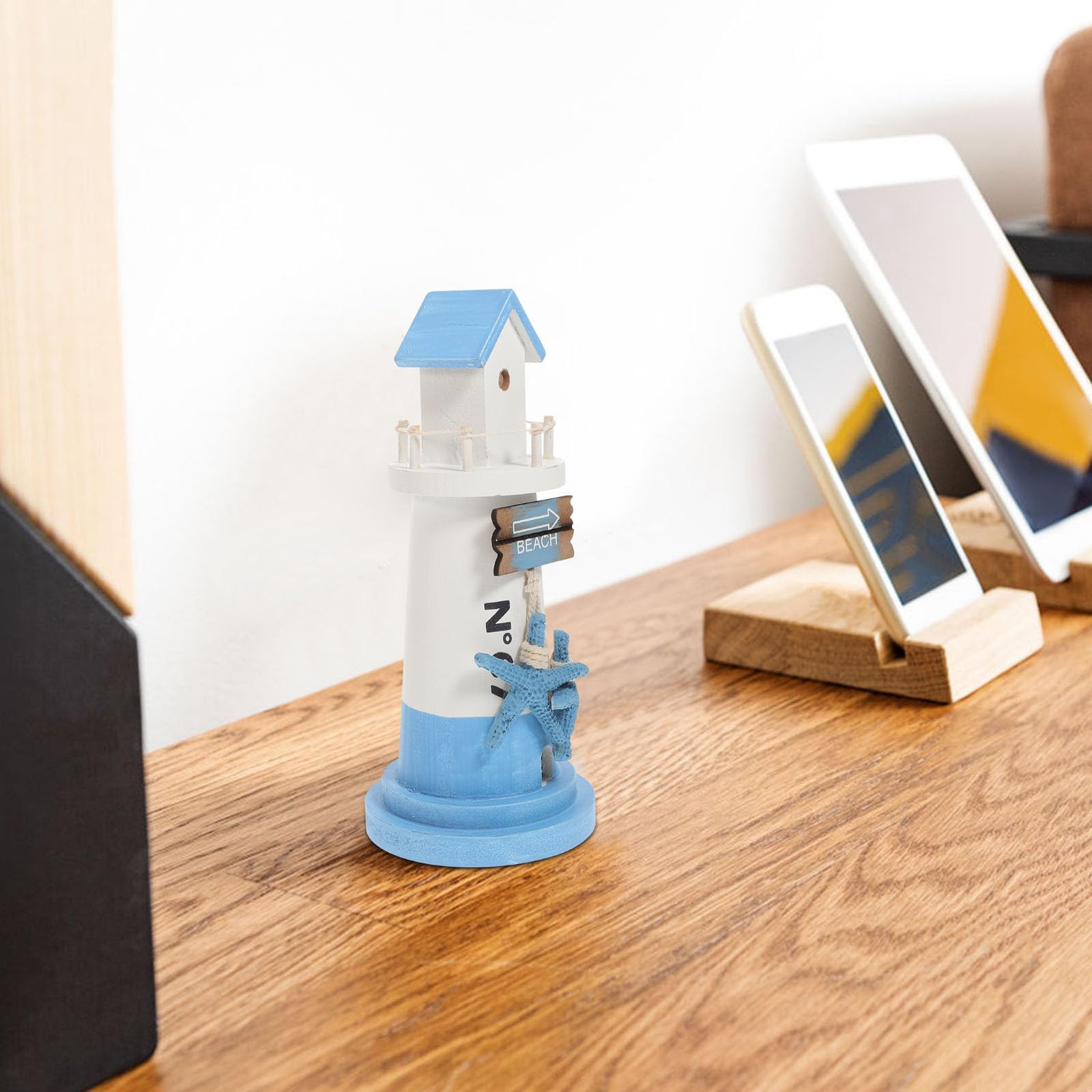 Gatuida 3 Pezzi Piccolo Faro Decorativo in Legno MDF per Casa