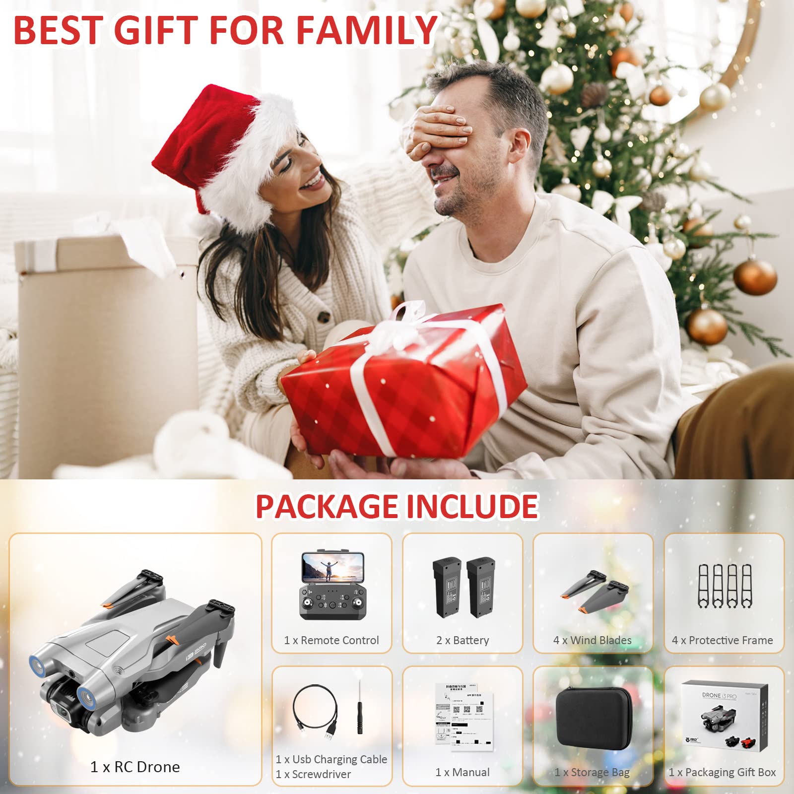 Drone pieghevole con fotocamera per principianti, RC Quadcopter drone con app WIFI FPV Live Video, atteggiamento dell'altezza, modalità headless One-Key, atterraggio per adulti e bambini