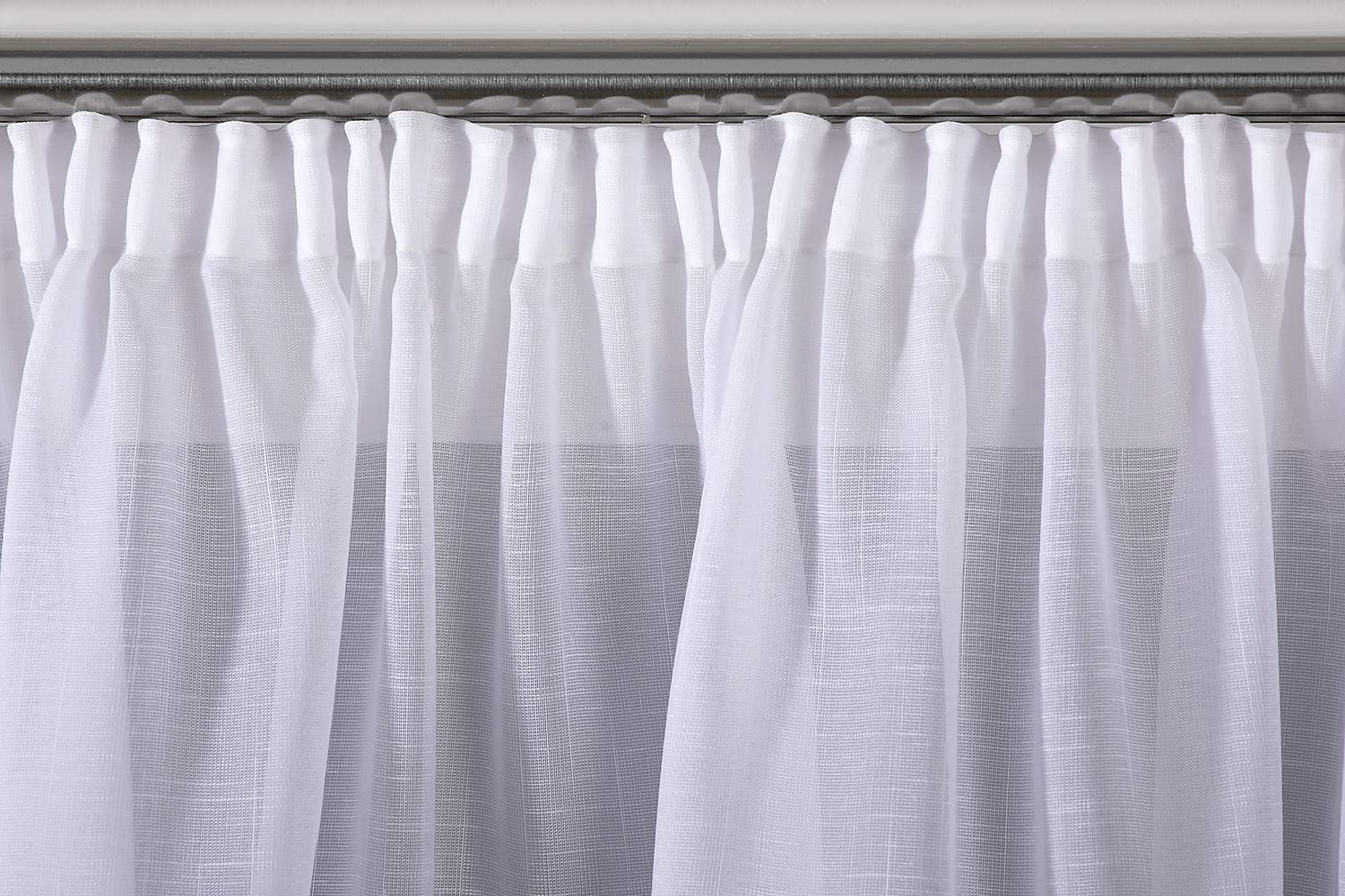 deco home | Gardinen Store Voile Effekt Vorhang mit Kräuselband, transparent Weiß, in verschiedenen Größen | 600 x 175 cm
