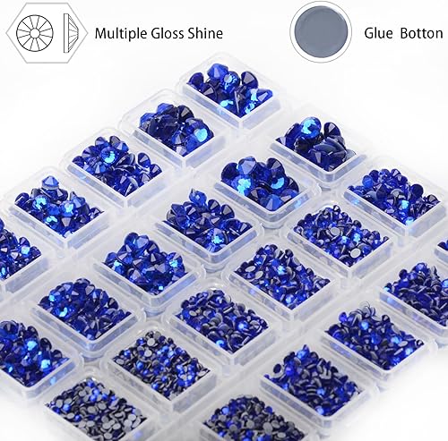 Miniatura 2 de 8000 unidades de piedras preciosas de cristal redondas de fijación en caliente, piedras de cristal con parte trasera plana para hacer bricolaje con