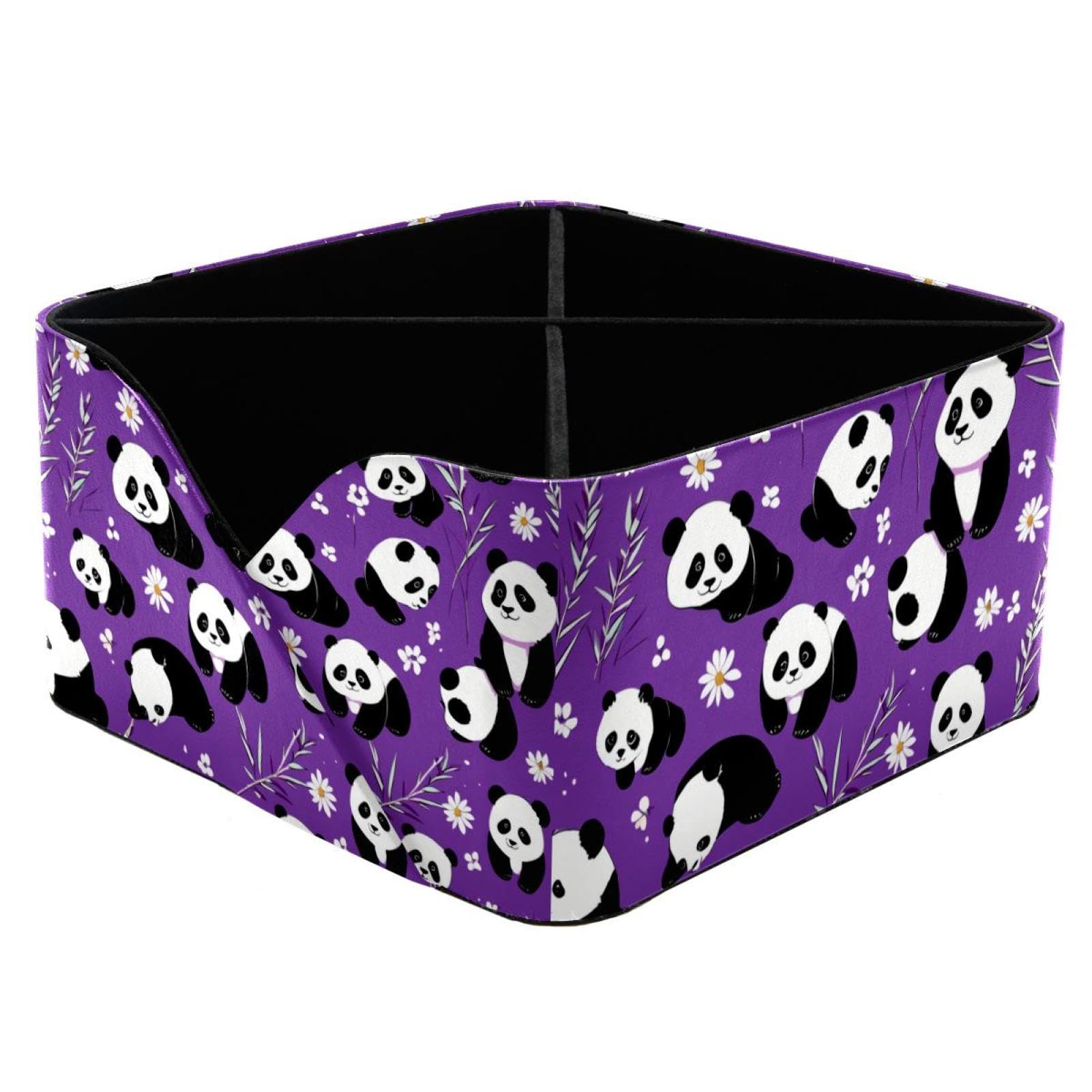 Boîte de rangement pour enfants et femmes, cadeau mignon motif panda violet