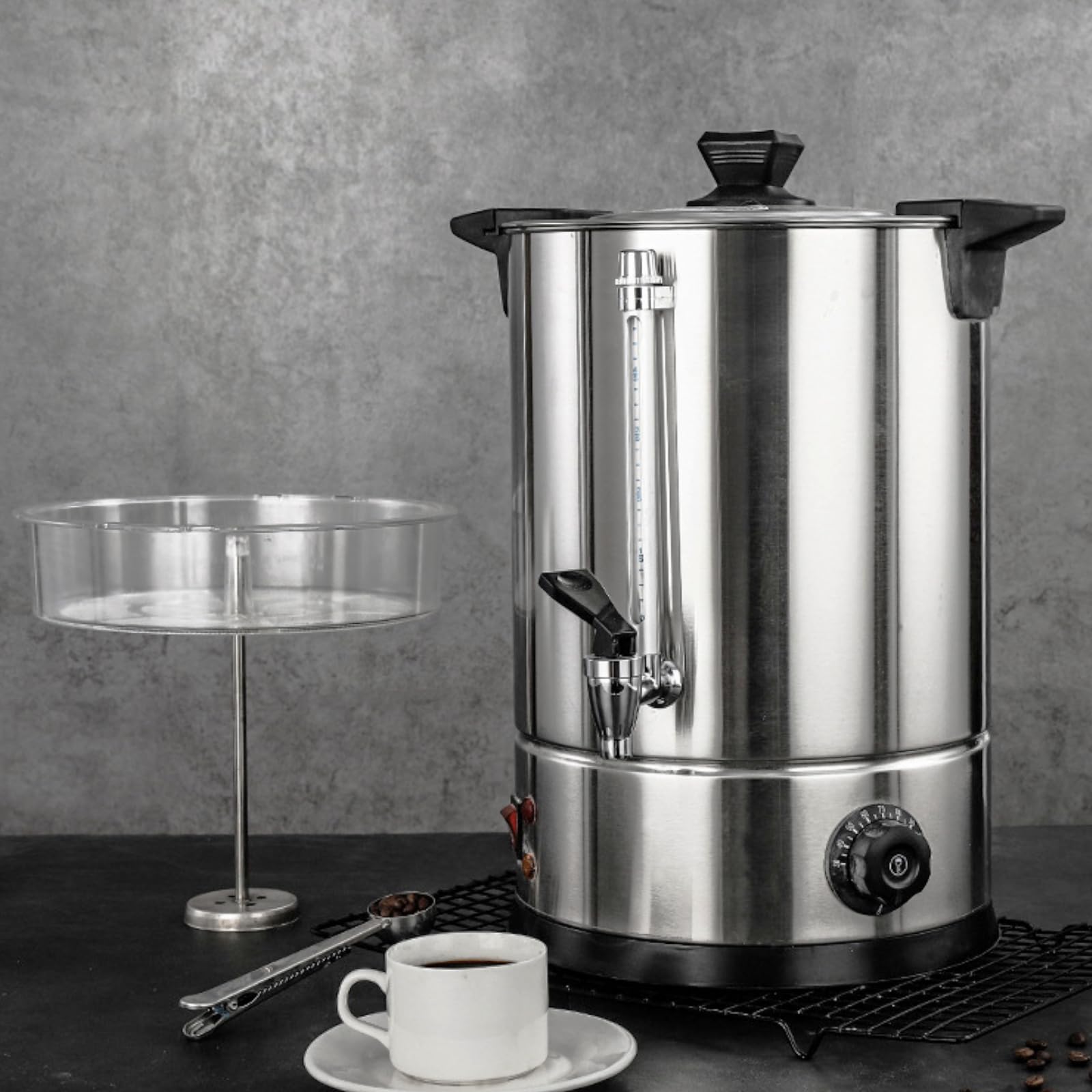 Commercial Coffee Urn, 15L/3.96Gal Stainless Steel Percolate Coffee Maker Hot Water Dispenser for Home, Party, Office, Wedding, Silver
