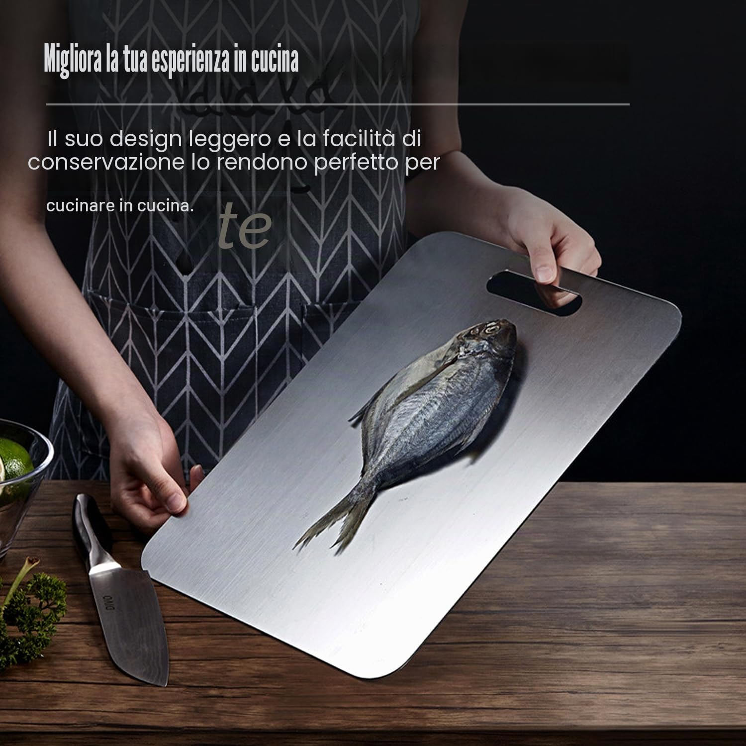 Katuchef - Tagliere in titanio, taglio puro, per cucina, sicuro, durevole, extra large, per carne, frutta, verdura (grande)