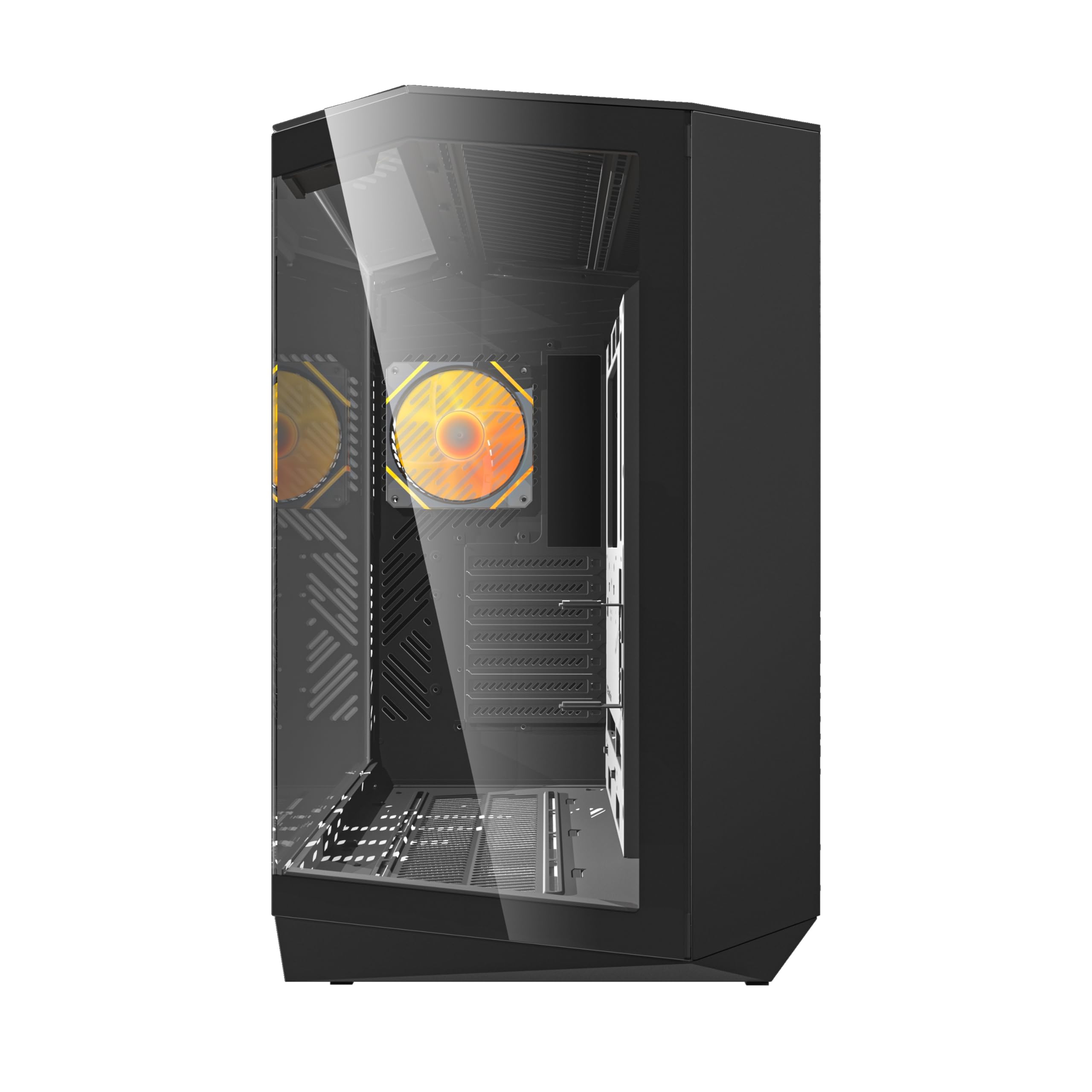Darkflash DY470 Obudowa PC do gier ATX z 4 wentylatorami ARGB PWM, 330 stopni panoramiczne szkło hartowane USB 3.1, typ C, kolor czarny
