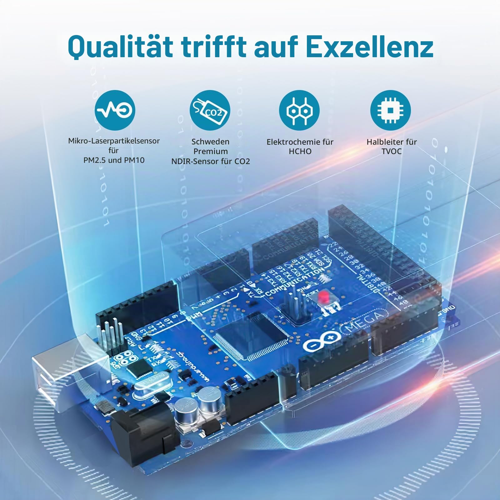 CF-20 DL Luftqualitätsmonitor Innen mit Datenbericht für CO2 TVOC PM2.5 PM10 AQI HCHO Temperatur Luftfeuchtigkeit, Luftverschmutzungsmonitor mit Audio-Alarm, CO2-Monitor für Zuhause