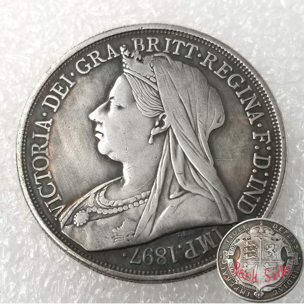Fkaiyin Silver 1897 United Kingdom Old Commemorative Hand Carved Art Coin - British Crown Victoria Queen Coin - Future Experience