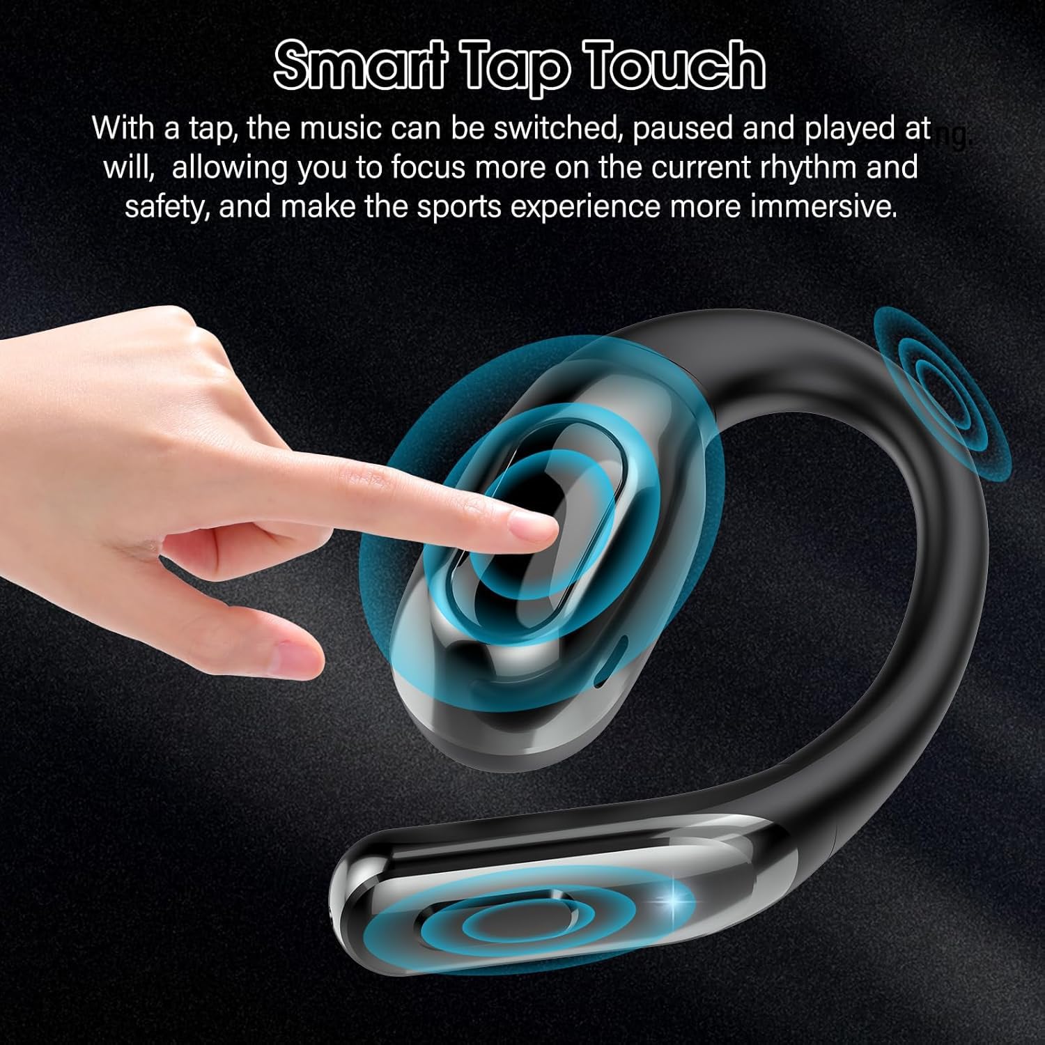 Écouteurs sans fil Bluetooth à oreilles ouvertes pour le fitness/entraînement Noir
