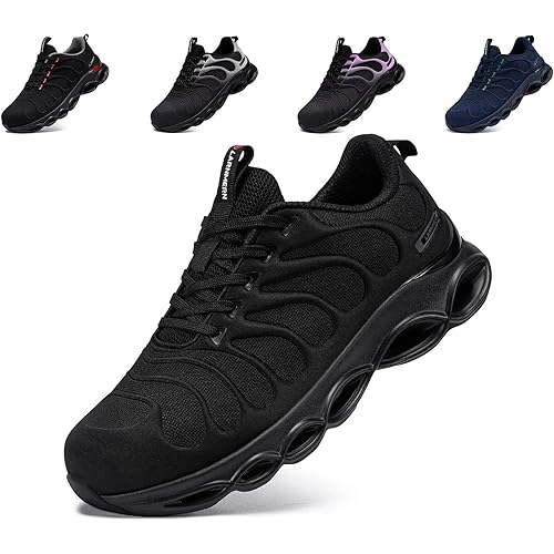 LARNMERN Steel Toe Shoes for Men Women Wide Lightweight Safety Sneakers Comfortable Safety Shoes Colorful Tennis Work Shoes