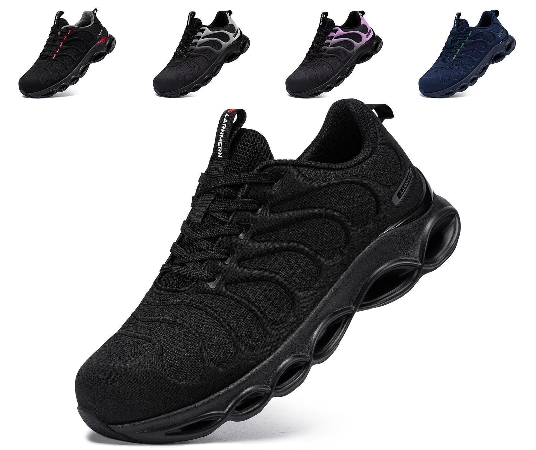LARNMERN Steel Toe Shoes for Men Women Wide Lightweight Safety Sneakers Comfortable Safety Shoes Colorful Tennis Work Shoes
