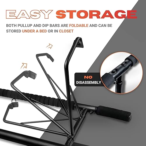 Miniatura 5 de Barra plegable para puerta y barra de inmersión, sin WOBBLE, gimnasio en casa, fácil almacenamiento, estación de inmersión de torre eléctrica y