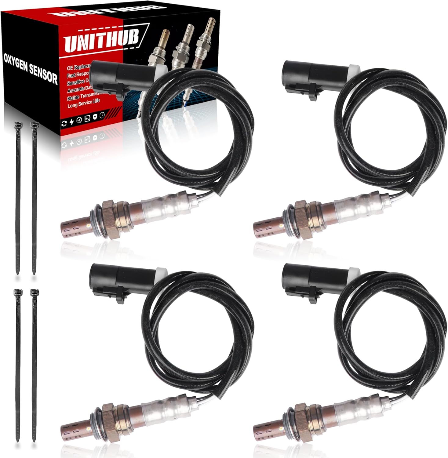 Oxygen Sensor Upstream + Downstream Male 234-4127 13133 Compatible for Ford F150 F250 Mustang Compatible for Mercury Grand Marquis Compatible for Lincoln Navigator 1994-2011 (Set of 4)