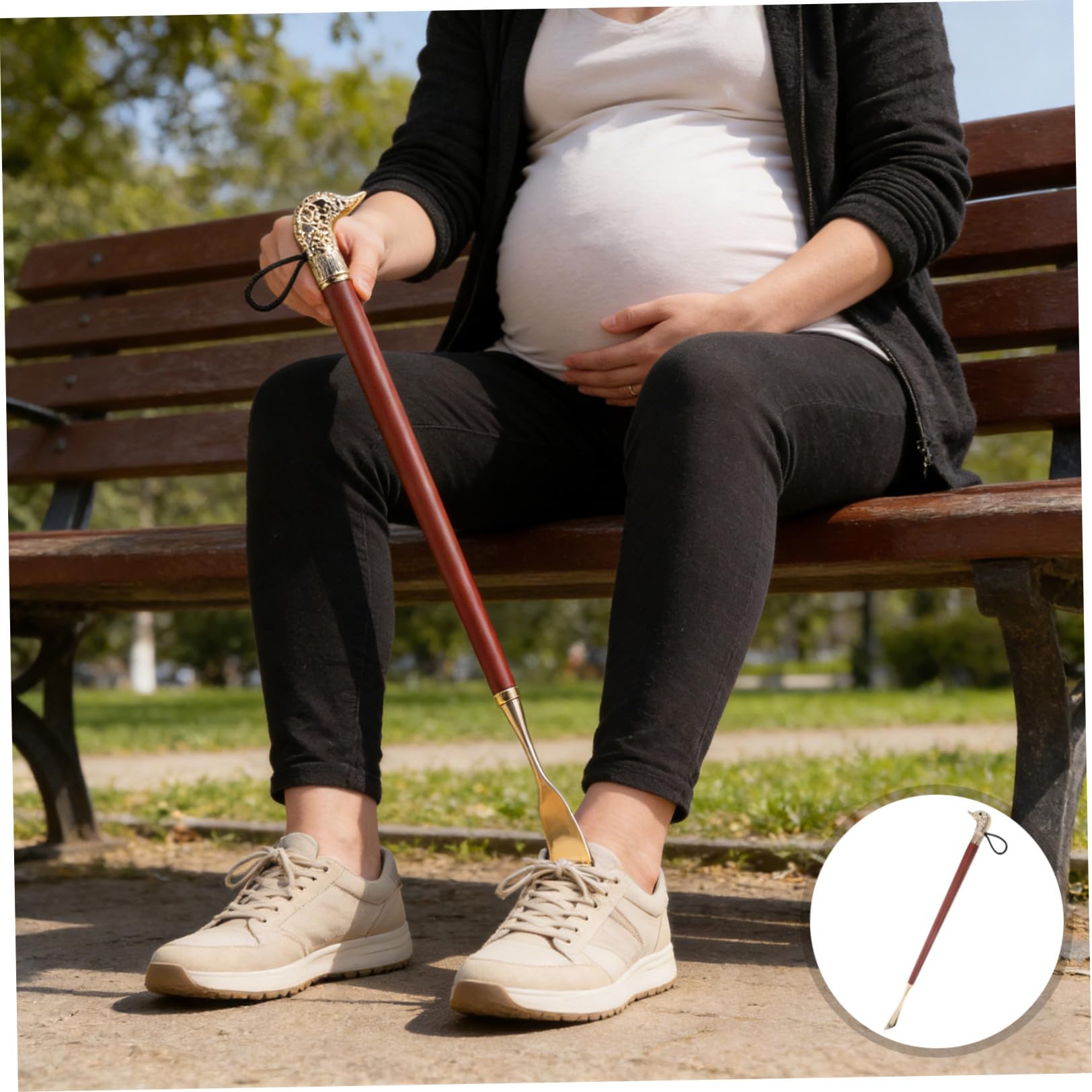 Calzascarpe in Metallo da 56 Cm Manico Ergonomico, Strumento Compatto e Comodo per Anziani e Donne in Gravidanza, per Uso Domestico e Viaggio