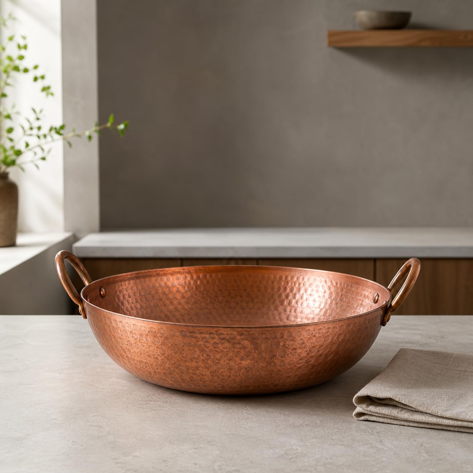 Wok para Freír Martillado Wok Cobre