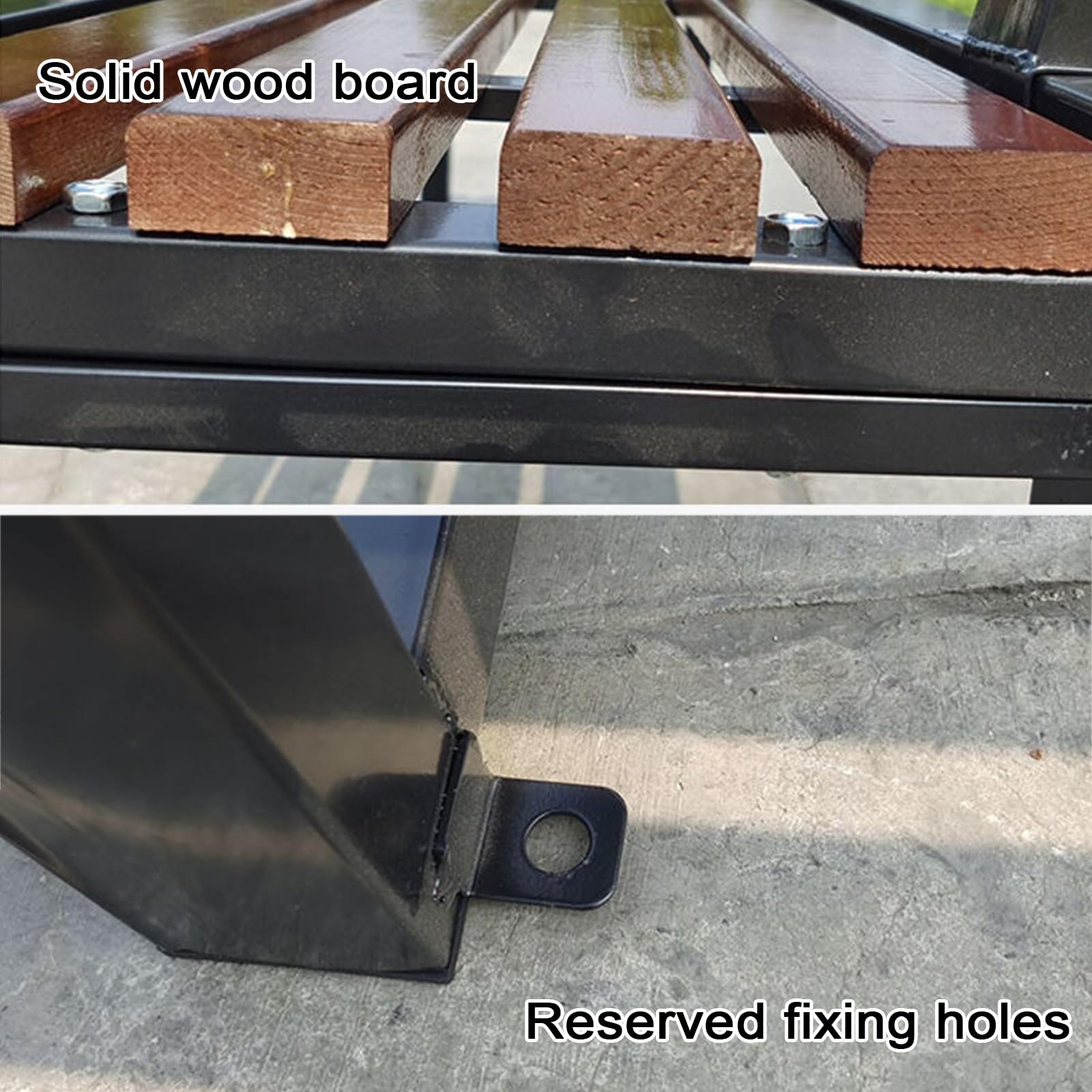 Wodoodporna 3-osobowa ławka ogrodowa, metalowa ławka parkowa ze zintegrowanymi otworami na śruby dla mocnego podparcia, idealna na balkon, taras, do ogrodu (150 cm)