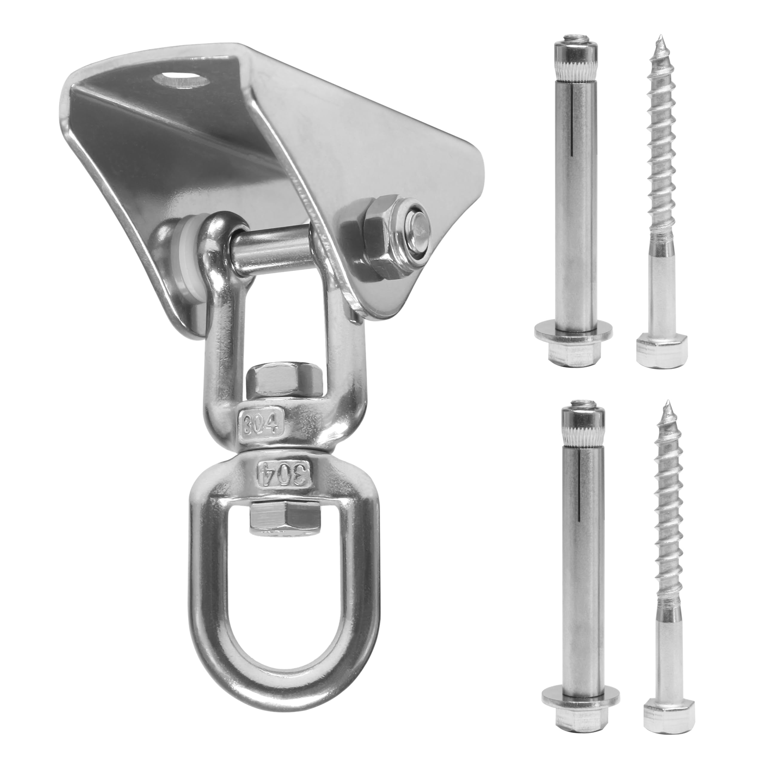 Heavy Duty Swing Hanger Hook, 360° Swivel Swing hook with 4 Screws for Porch Yoga Seat Hammock Sandbag Indoor Outdoor Stainless Steel Swivel Hook
