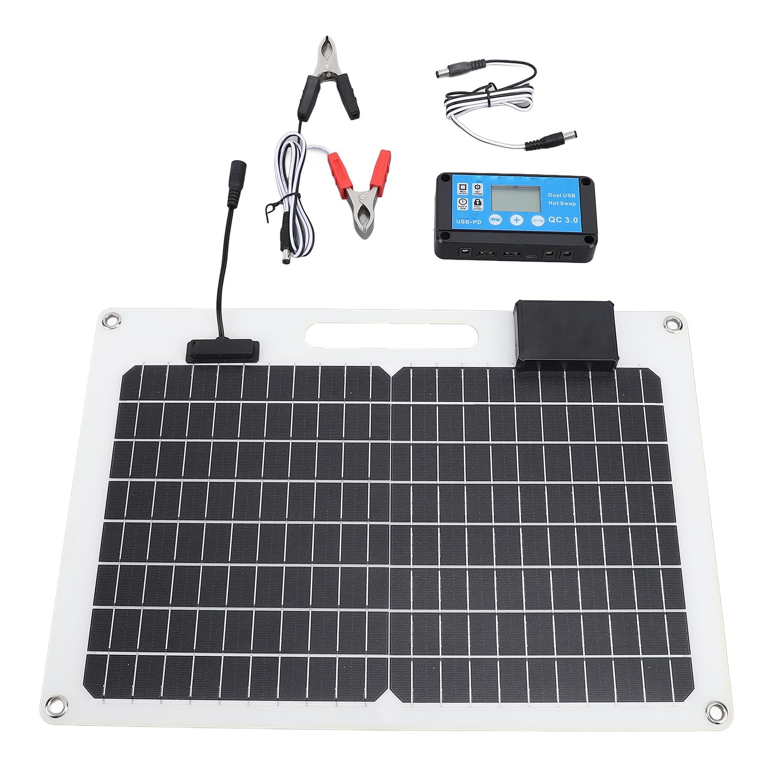 Solar Panel Kit with 12V 24V Dual USB 100A Solar Controller with Power Level Display, Solar Panel Battery Charger for RV Trailer Boat Marine, Camping Emergency