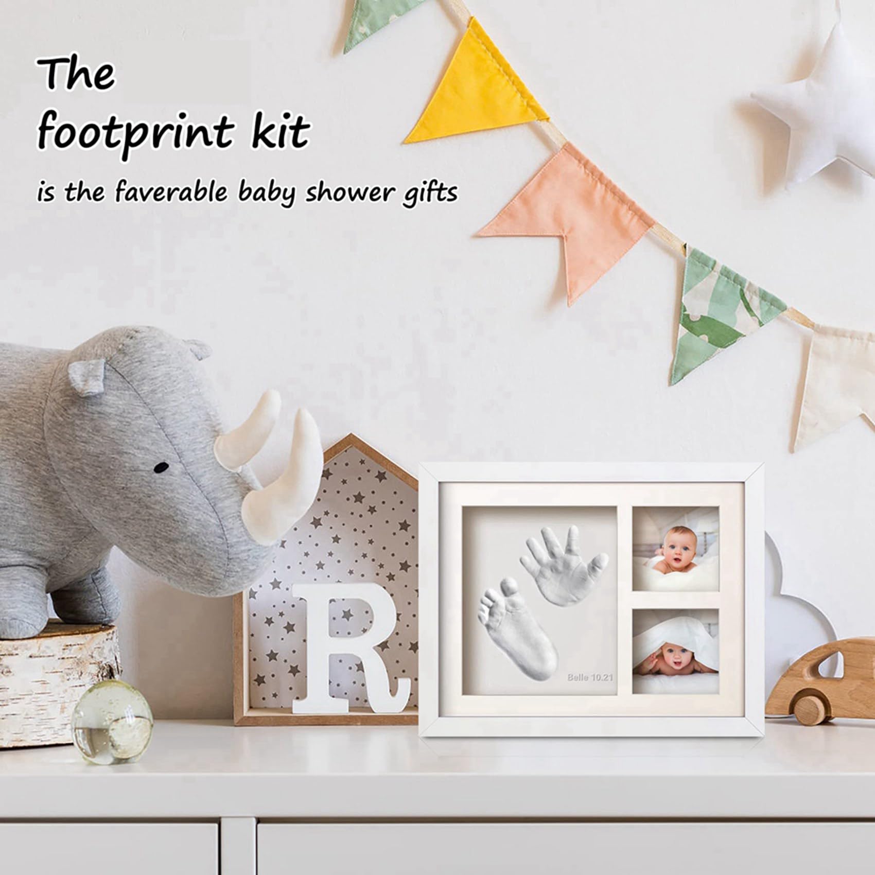 2X Kit Carino di e Impronte di Bambini, Cornice Ricordo con Impronte di di Neonati, Kit di Argilla con Impronte di Animali Domestici, Cornici per Foto