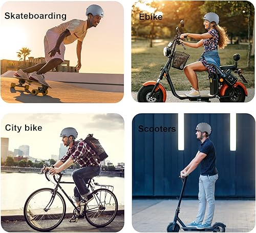 Miniatura 6 de Casco de bicicleta para adultos con luz, luces LED delanteras y traseras, casco de bicicleta ajustable para adultos, hombres y mujeres, casco de