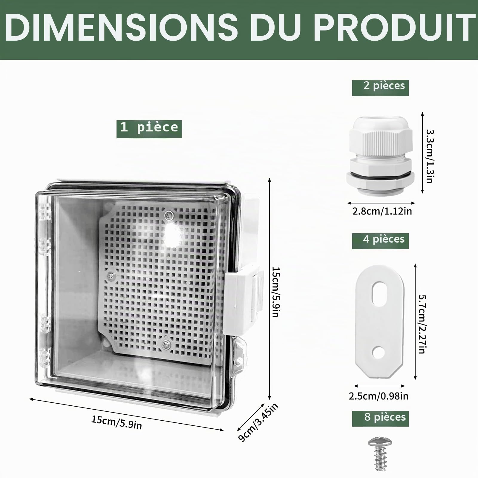 Boîte de Dérivation Étanche,Boîte de Distribution 15 x 15 x 9 cm,Boîte Dérivation Etanche,Boîtier de Projet Etanche Electrique Exterieur,pour les Équipements Électriques Intérieure et Extérieure