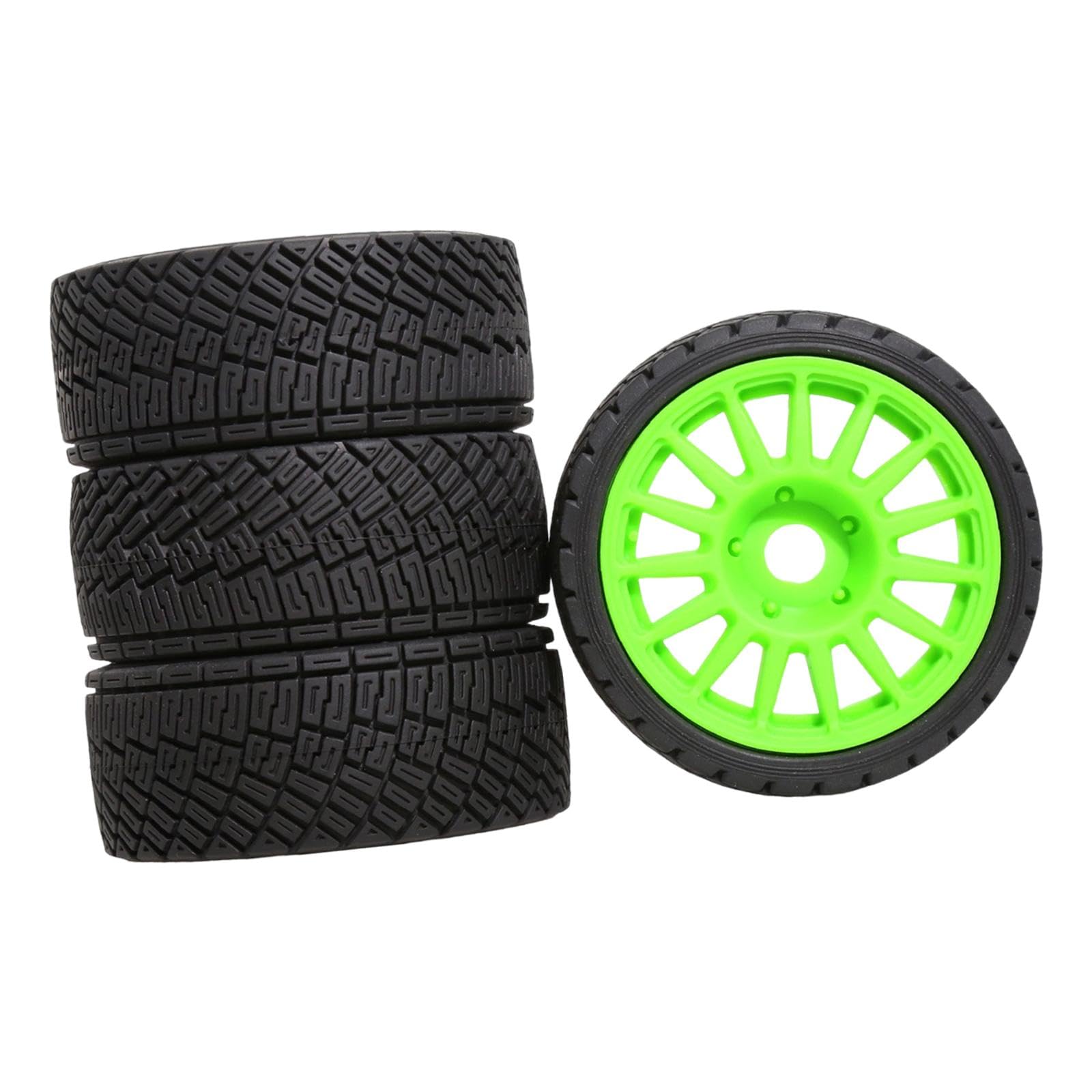 4 Pezzi Pneumatici per Auto RC Gomme per Auto Radiocomandata Ricambi per Rally Ruote di Aggiornamento Realizzati in PP per Lunga Durata Adatto per, Esagono Verde