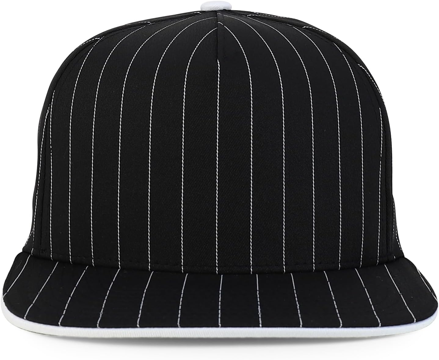 Trendy Apparel Shop 5 Panel Structured Pinstripe Flatbill Snapback Cap - Black White - Image 2