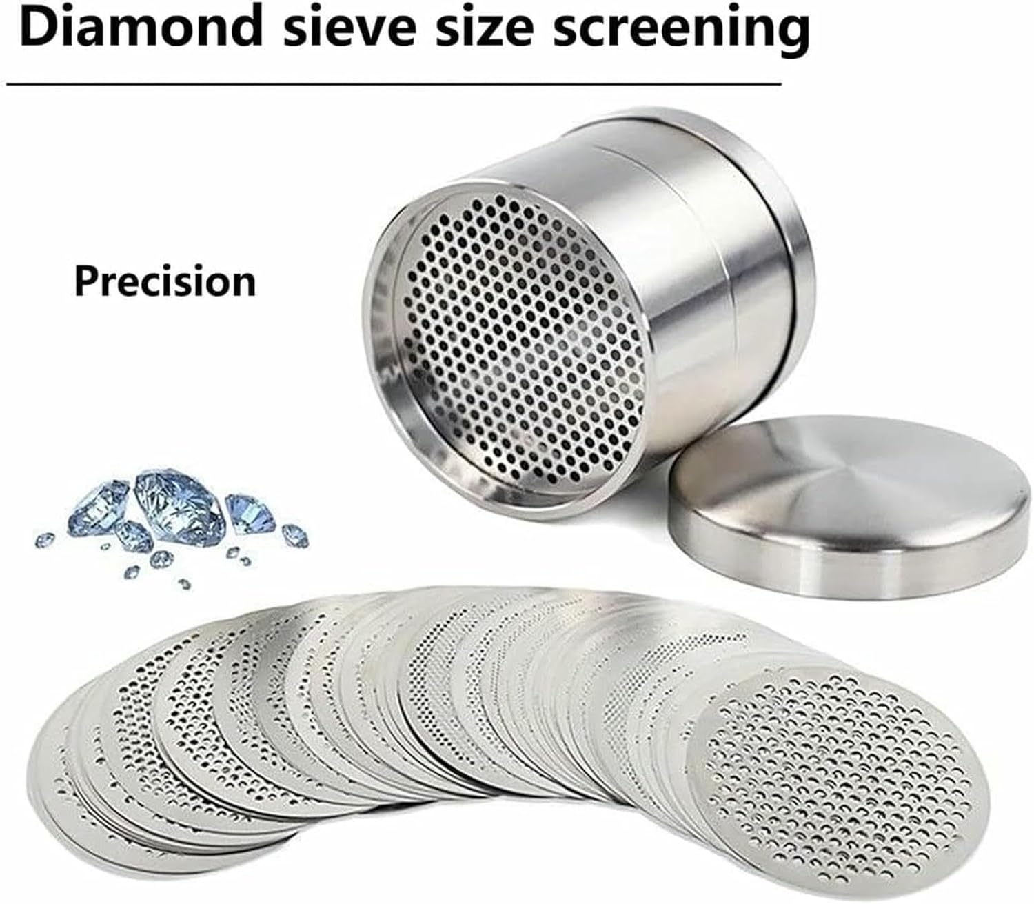 Stainless Steel Diamond Sorting Sieves – Precision Diamond Grading Sieve Set, Jewelry Making Tool with Bracket, for Sorting Diamond Pearl