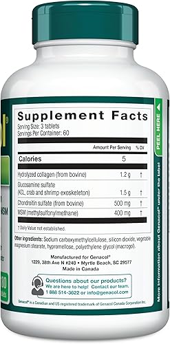 Miniatura 3 de Genacol Optimum - Glucosamina, condroitina, MSM y colágeno ultrahidrolizado, tabletas de apoyo para las articulaciones, 180 unidades (suministro