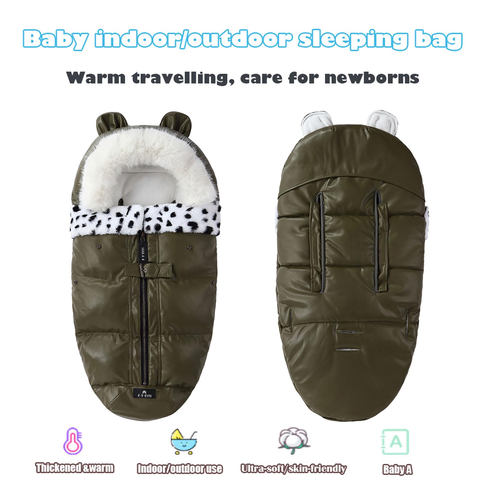 Saco universal para cochecito de bebé, impermeable, acogedor, cálido para invierno, saco de dormir, saco de dormir para interiores y exteriores (verde militar)