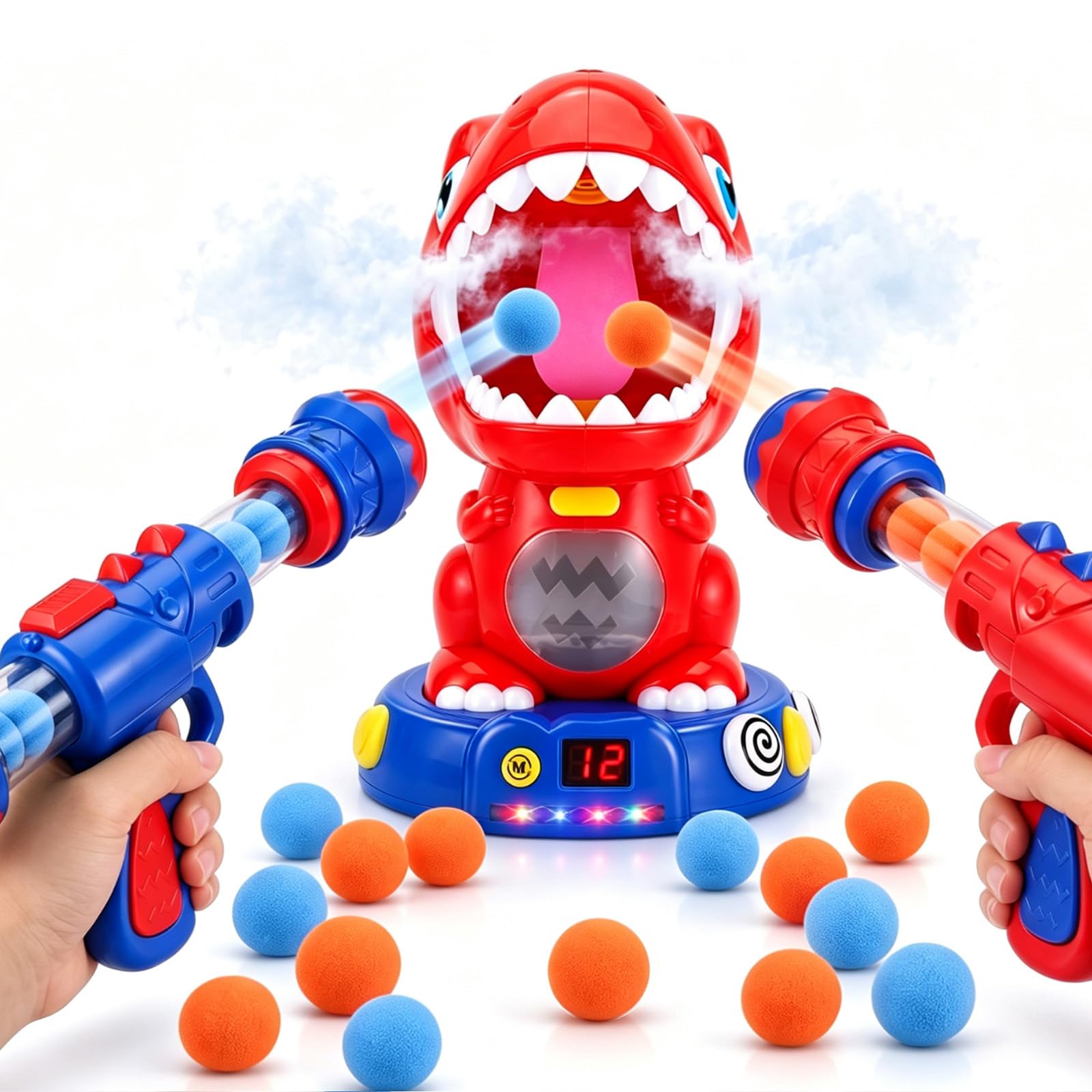 TranRanticMovable Red Dinosaur Shooting Game Toy for Boys Ages 6 7 8 9 Gift