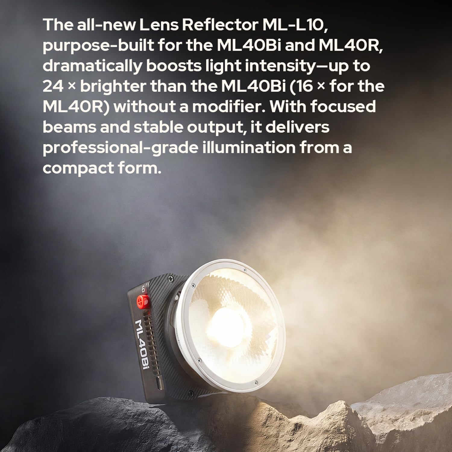 Godox ML40Bi Magnetische LED-Videoleuchte mit ML-10 Linsenreflektor, 2800K-6500K Fotoleuchte, CRI＞96, 11FX-Lichteffekte, Integrierter Lüfter, 30m Bluetooth-Steuerung mit Godox-Mount