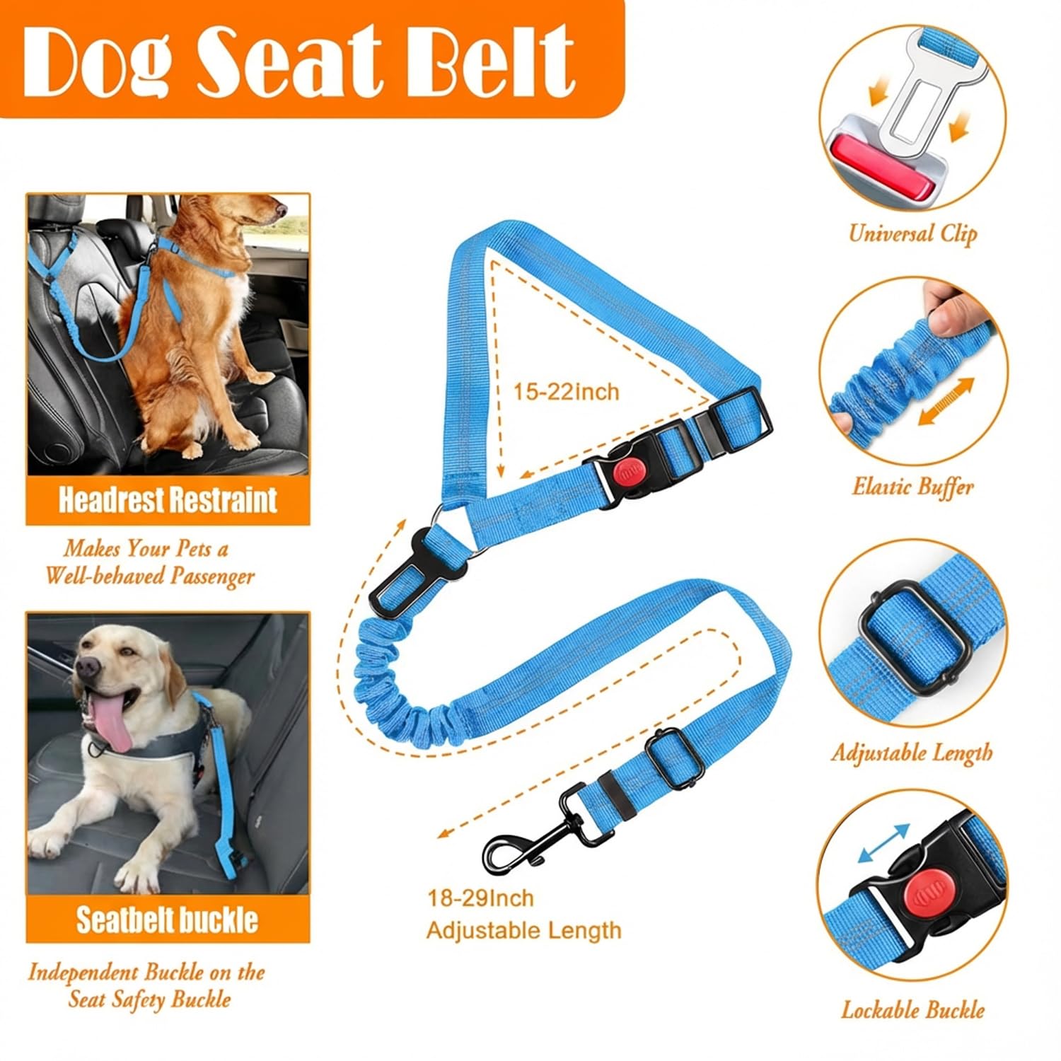No Pull Dog Harness, Collar & Leash Set | Includes Dog Seat Belt, Collapsible Bowls & Poop Bag Dispenser. Ideal for Training, Walking, Hiking. Fits Small to Large Dogs(Blue-S) - image 7