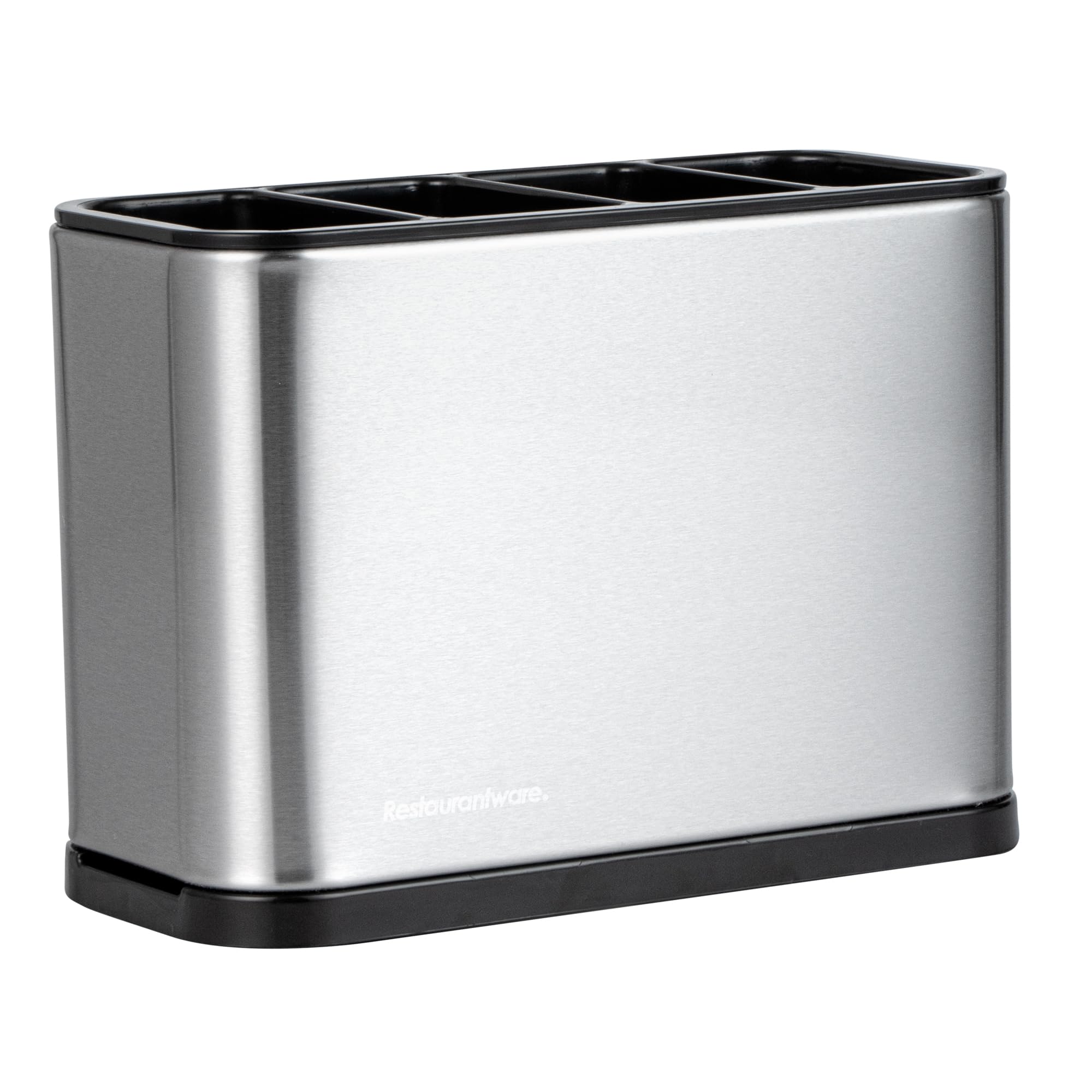 Restaurantware -Met Lux - Organizador de utensilios de 7.09 x 3.39 x 5.12 pulgadas, 1 organizador de utensilios con base pesada, 4 compartimentos, con bandeja de goteo, soporte para utensilios de