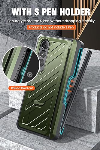 Miniatura 5 de GooseBox Funda para Samsung Galaxy Z Fold 4 con soporte para bolígrafo S, protector de pantalla integrado, protección de bisagra, soporte y 360