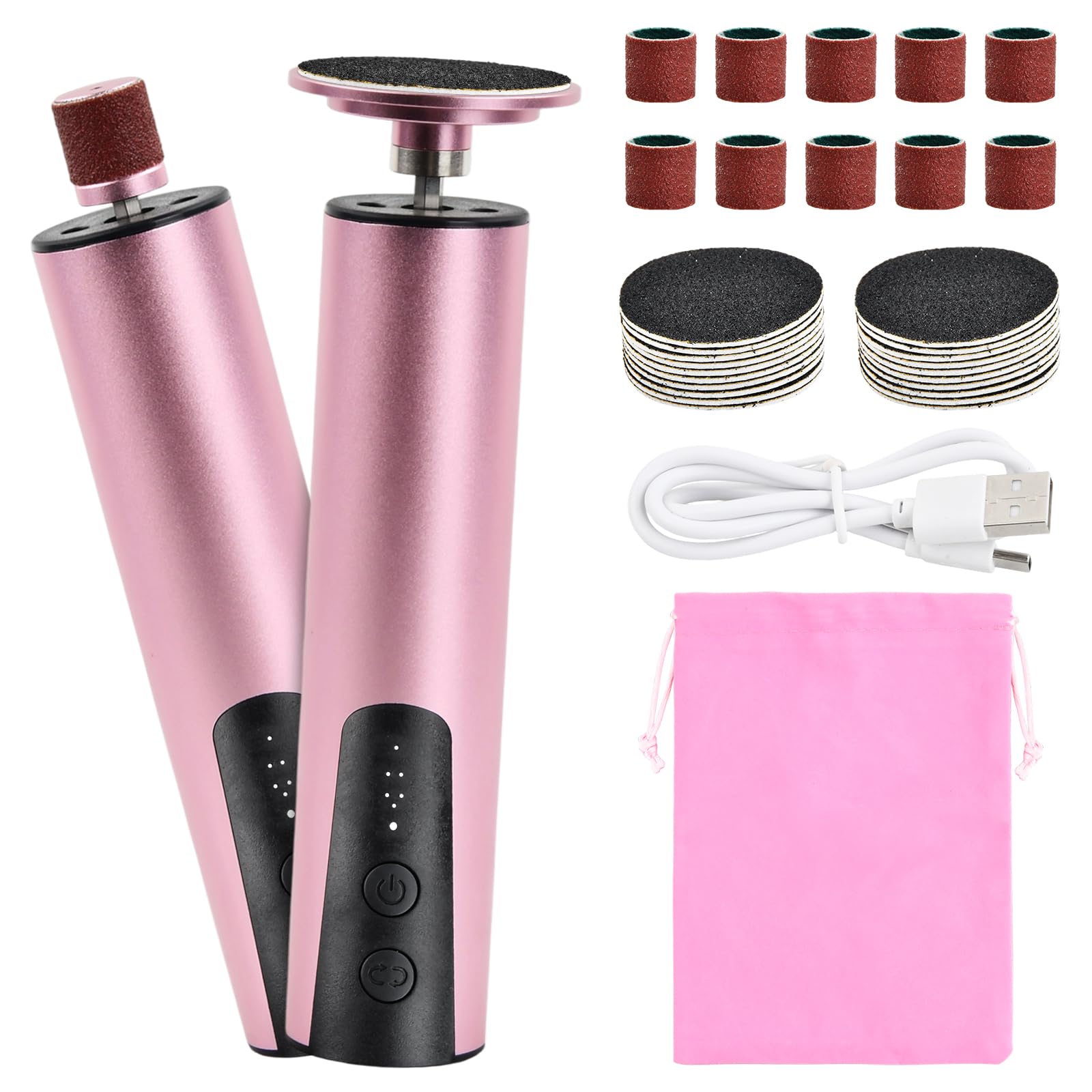2 in 1 Lima Electrica Pies Durezas con 30 Almohadillas de Repuesto, 6 Velocidades Recargable Pedicura Electrico, Quita Callos Profesional, Foot File, Eliminar Durezas y Callos