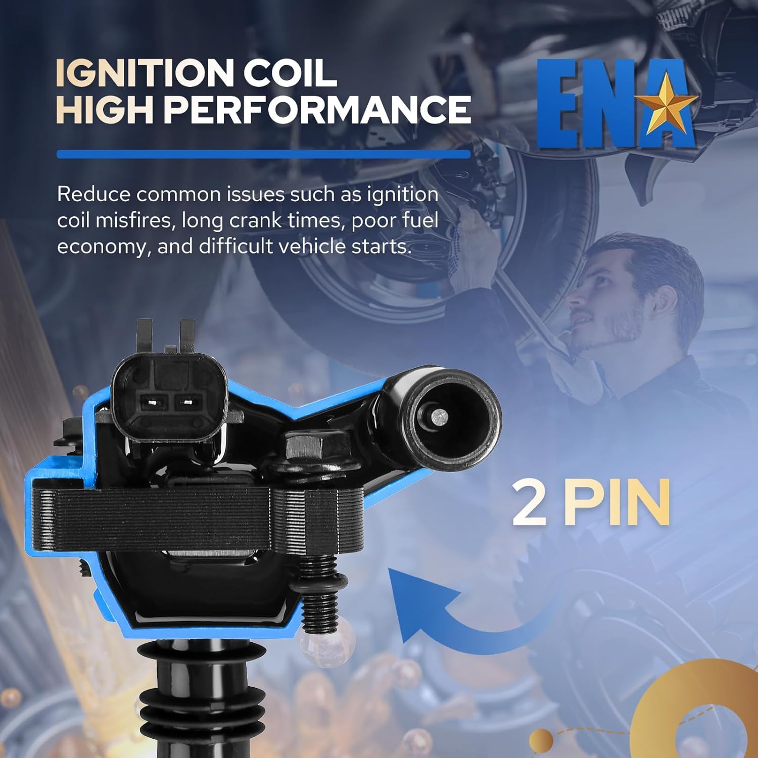 ENA Set of 8 Blue Ignition Coil Pack Compatible with Dodge Chrysler Jeep 1500 2500 3500 300 Durango Magnum Grand Cherokee 2003 2004 2005 5.7L V8 Coils Replace# 56028394AB UF378 IC508 C1414 56028394AC