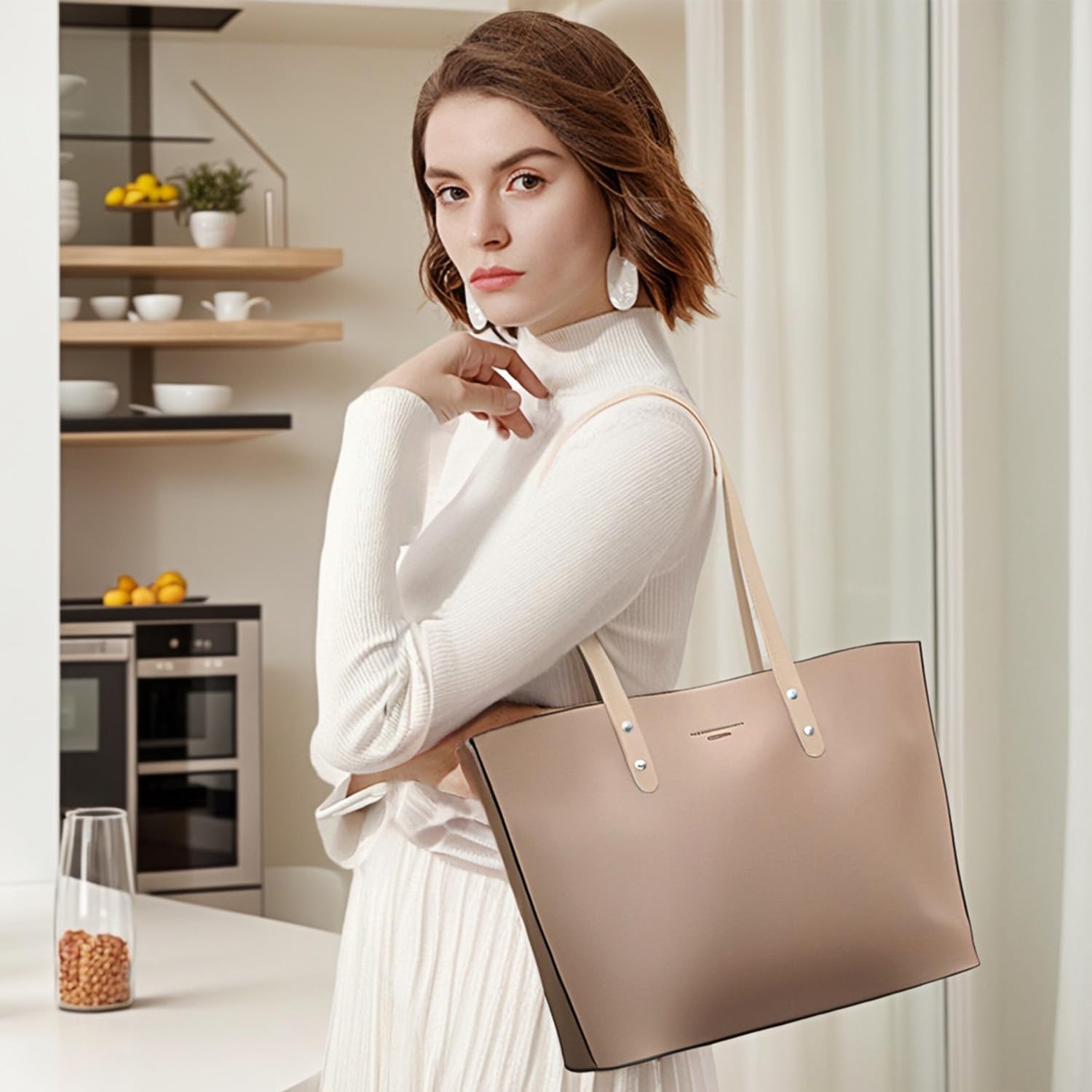 12 Piezas Asas de Bolsos, Asas de Cuero para Bolsos, Asas para Bolsos, Asas para Bolsos Crochet, Asa O Bag 60 cm con 48 Clavos para Bolso de Mano, Monedero, Correa de Bolso Bandoulière