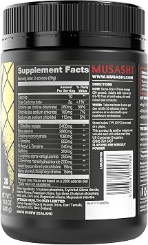 Musashi Reaper Pre Workout Max Strength, Blue Raspberry, 400 g, 20 Servings