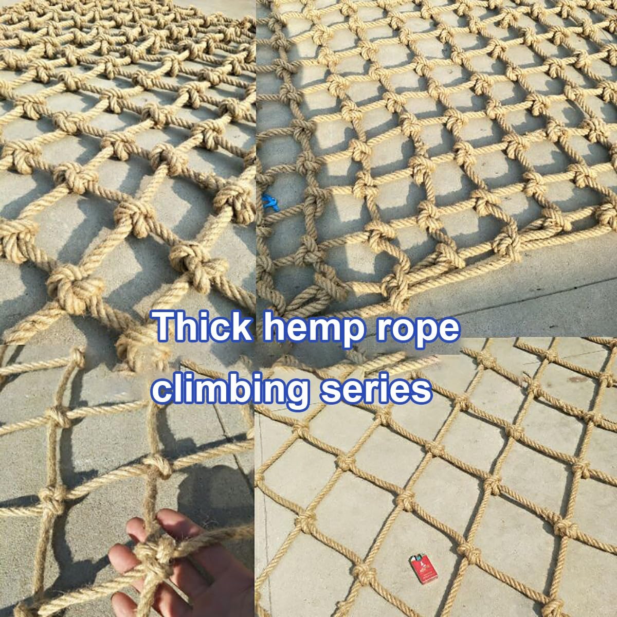 Rete di supporto in iuta resistente, per piante rampicanti, biodegradabile, multi-filo, corda intrecciata personalizzabile (2 x 2 m, 10 mm)
