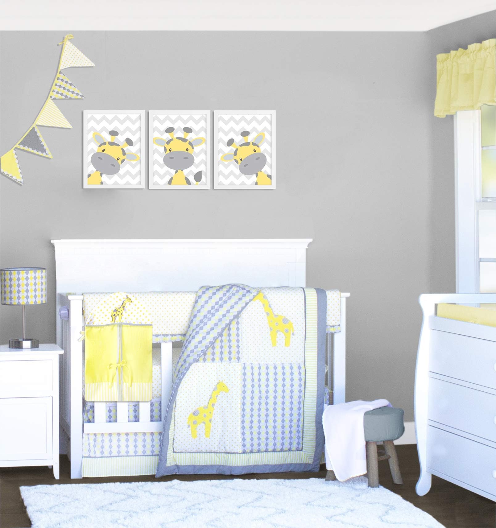 Argyle Giraffe Mix & Match 10 Piece Crib Bedding Set/Baby Bedding Set/Yellow and Gray Baby Bedding Set for Nursery