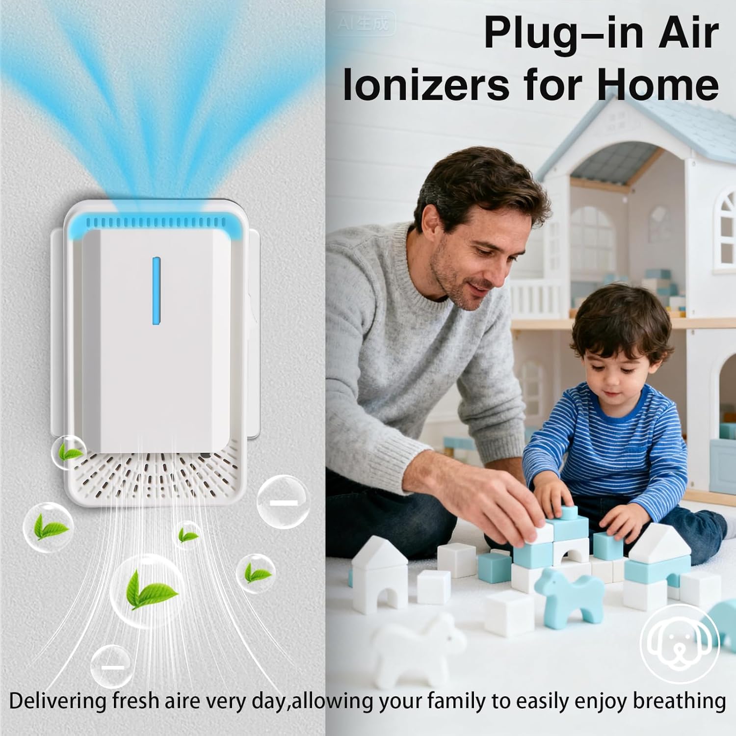 2026 New Plug in Air Purifiers Air Ionizers for Dust Mites, Odor Eliminator for Home with Negative Ion Generator, Quiet Portable Air Freshener Plug In for Bedroom,Office,Kitchen,Smoke,Dust (6Pack)